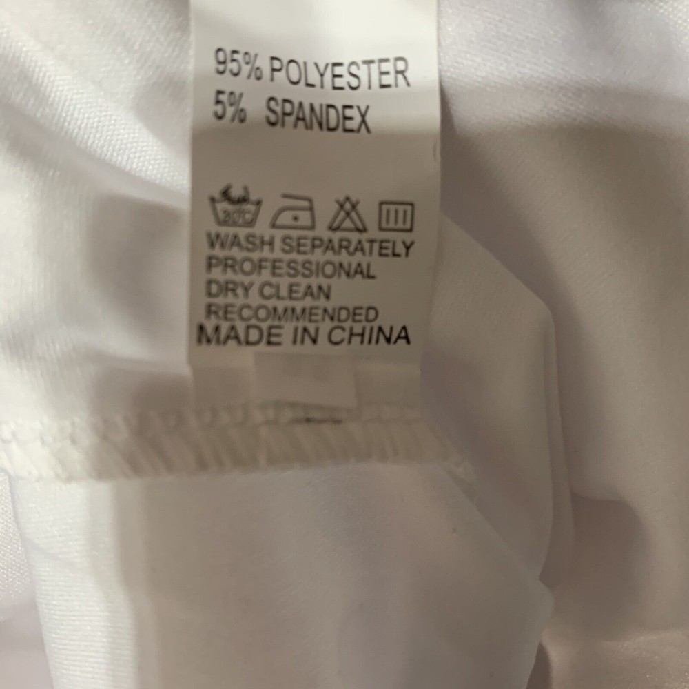 Women White Bodycon Shirts & Shorts with Sequined Front Logo Set Size XXL (A41) - Picture 13 of 13